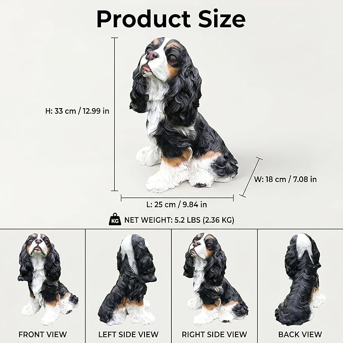 Cavalier King Dog Garden Statue - Image 3
