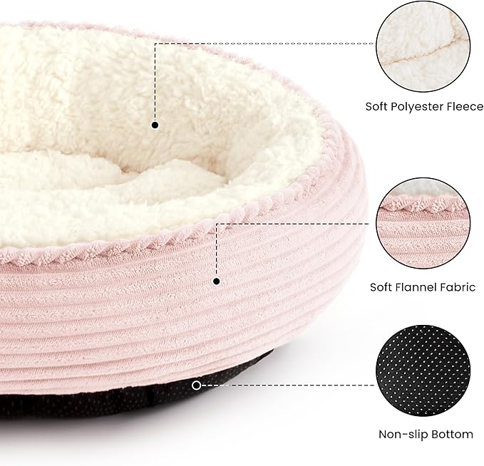 Love's cabin Round Donut Cat and Dog Cushion Bed, 24in Pet Bed - Image 2