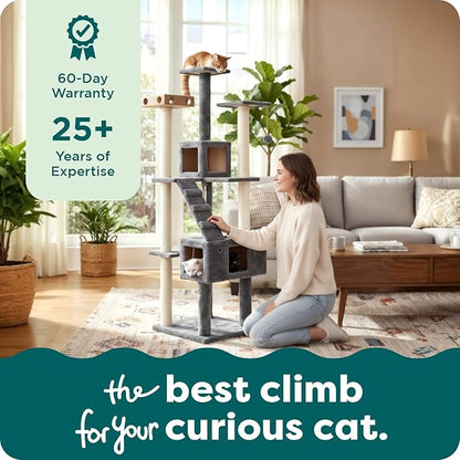 FurHaven 69.3" Tall Cat Scratching Post Tower - Image 8