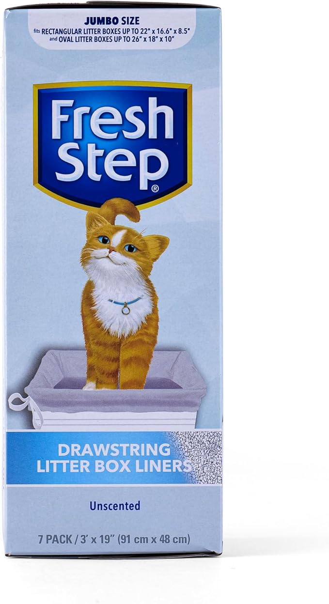 Fresh Step Jumbo Drawstring Cat Litter Box Liners Unscented Heavy Duty Kitty - Image 2