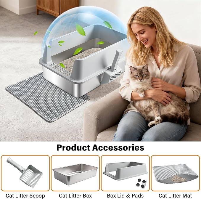 Stainless Steel Litter Box, XL Metal Cat Litter Box - Image 5