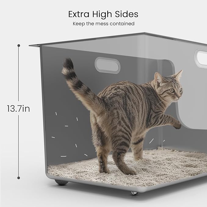 Stainless Steel Litter Box 13.7'' High Sides, XL Metal Cat Litter Box - Image 4