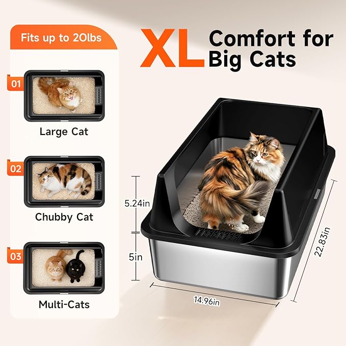2 Pack XL Stainless Steel Litter Box - Image 3