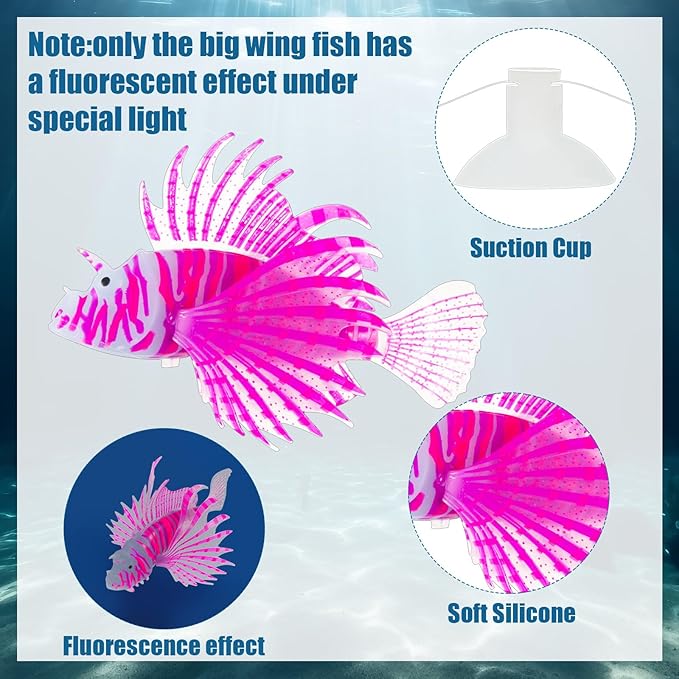 Weewooday 7 Pieces Artificial Fish Colorful Fake Fish Glowing Effect Aquarium - Image 4