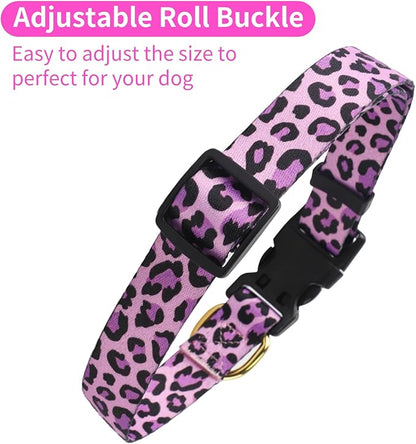 QQPETS Adjustable Soft Dog Collar: Print Flower Pink Multicolor Cute Patterns - Image 4