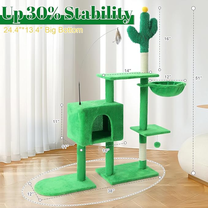Cat Tree Tower with Metal Frame Hammock, Cat Towers with Scratching Post - Image 3