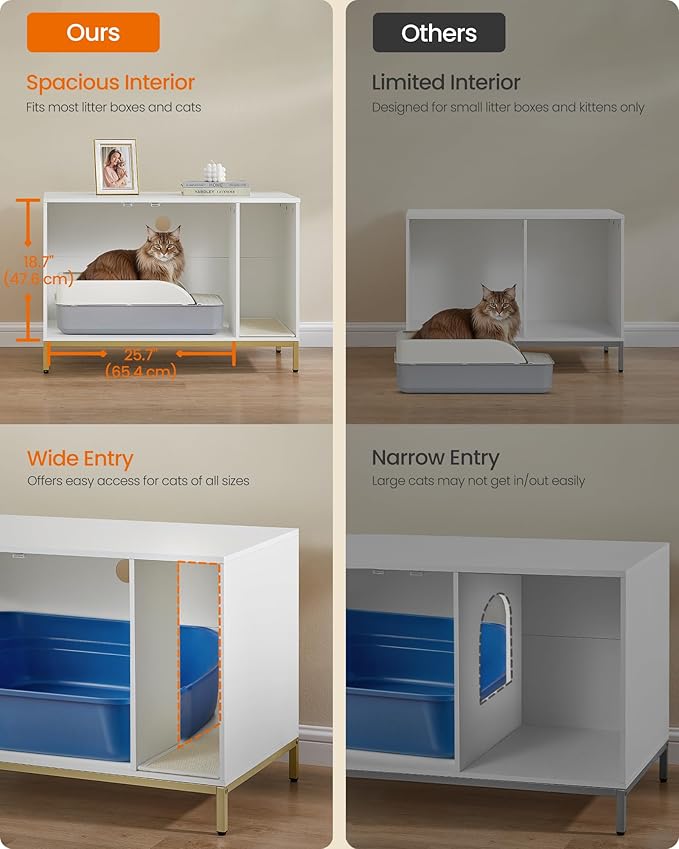 Feandrea Cat Litter Box Enclosure, Hidden Litter Box Furniture - Image 4