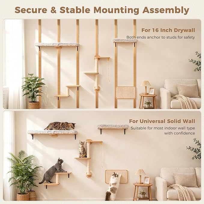 PAWZ Road Cat Wall Shelves, Wood Cat Wall Furniture - Image 5