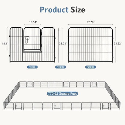 DUMOS Dog Playpen Indoor, Metal 24 Inch 48 Panels Foldable Pet Fence - Image 5
