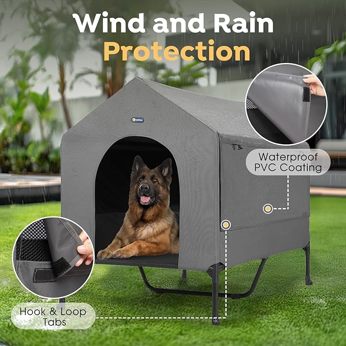 Veehoo 47" Dog House, 2-in-1 X-Large Dog House Outdoor Indoor Weatherproof - Image 3