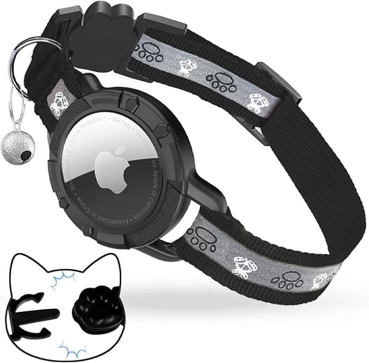Breakaway AirTag Cat Collar, Reflective Cat Tracker Collar by ODOKELE