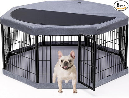 PETIME Dog Playpen, Metal Exercise Puppy Pen Heavy Duty Kennels Yard Fence by PETIME