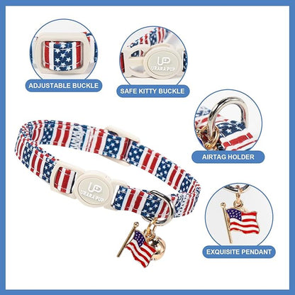 4th 0f July Cat Collar, Summer Baseball Blue Cat Collar - Image 3
