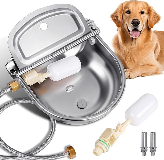 Metal Automatic Dog Water Bowl Dispenser, Outdoor Heavy Duty Stainless Steel by ZHEQOGZH