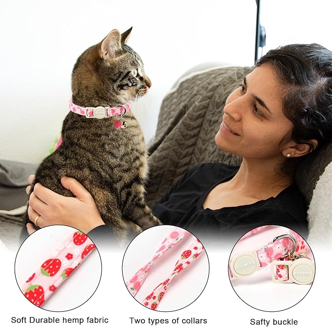 2 Pack Pink Strawberry Cat Collars Breakaway - Image 2