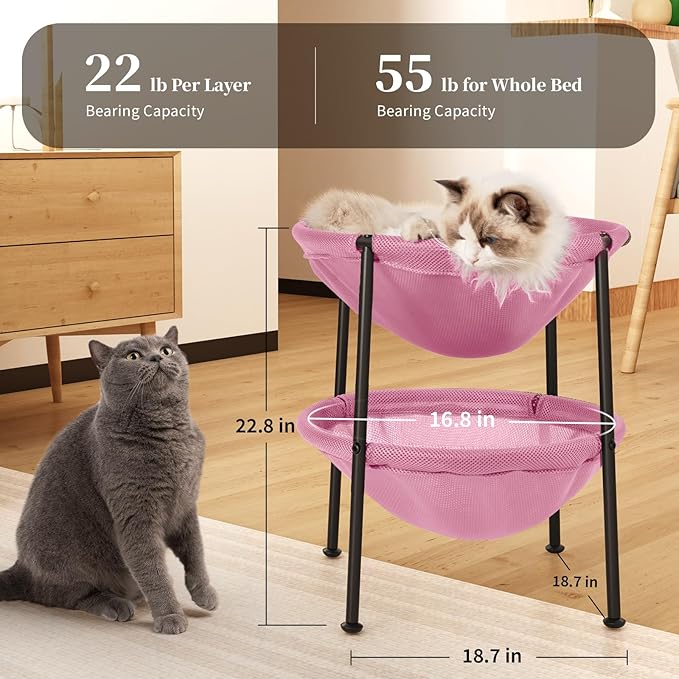 JUNSPOW Double Cat Bed Pink, Breathable Pet Bed - Image 5