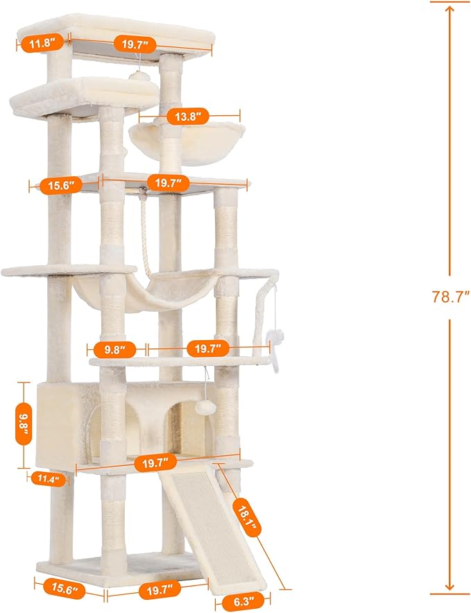 Heybly Tall Cat Tree, 78-inch Multi-Level Cat Tower - Image 4