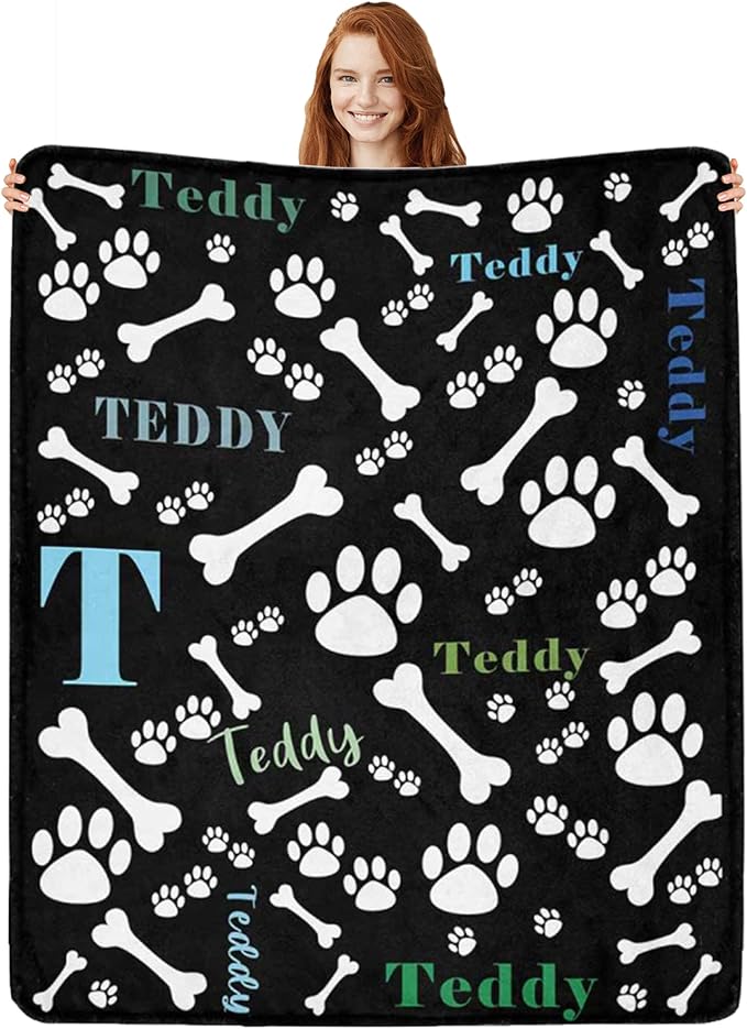 Personalized Paw Print Dog Blanket by Artsadd