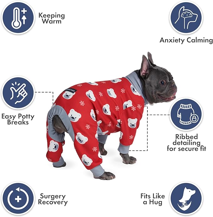 Spark Paws Dog Christmas Pajama, Dog Recovery Suit Male, Ultra-Soft and 4-Way - Image 4