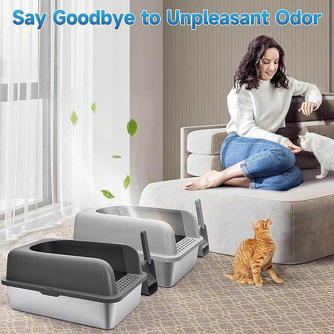 2 Pack Stainless Steel Cat Litter Box - Image 7