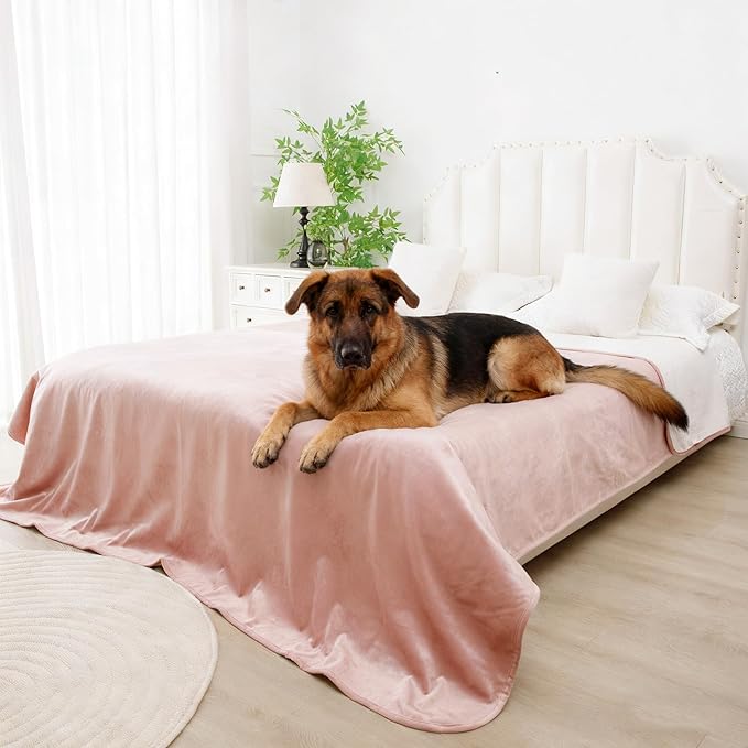 Waterproof Dog Blanket for Bed, Reversible King Size Pet Couch Throw Blankets by Secfeeling