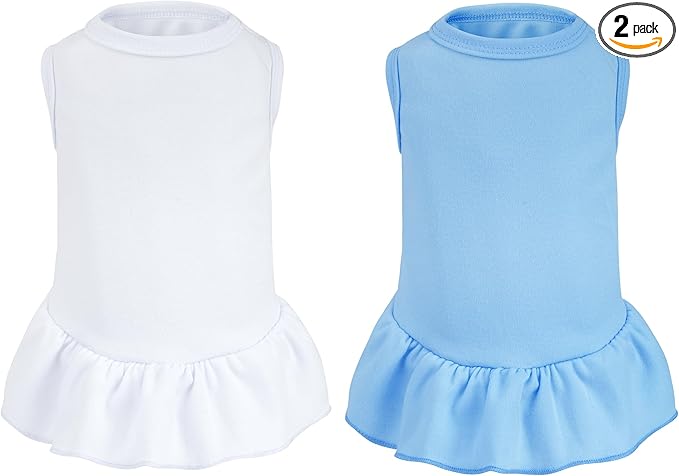 2 Pcs Dog Dresses Cat Skirt Solid Color Dog Clothes Summer Sleeveless Puppy by choyaxo