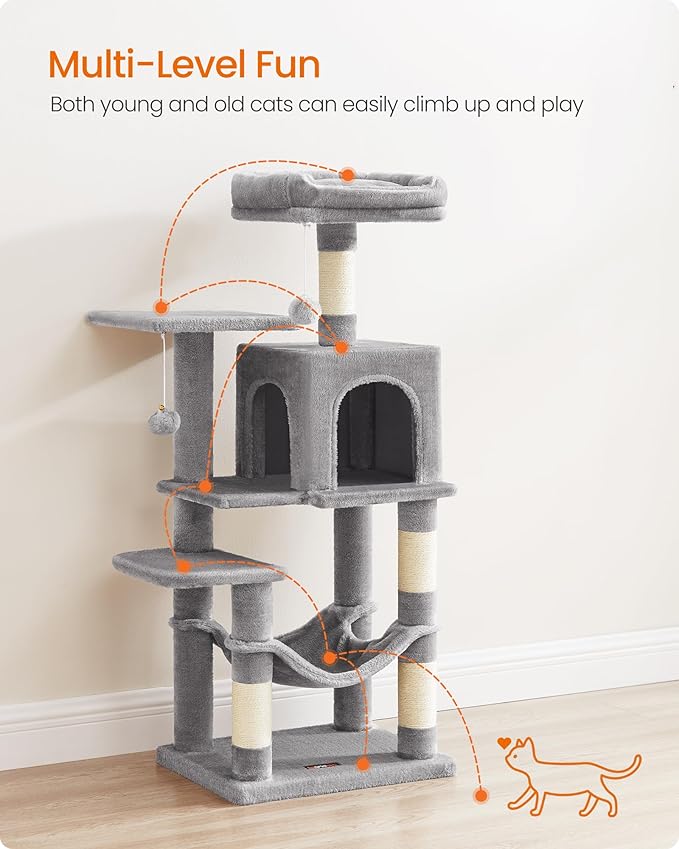 Feandrea Cat Tree, 44.1-Inch Cat Tower, Plush Multi-Level Condo - Image 3