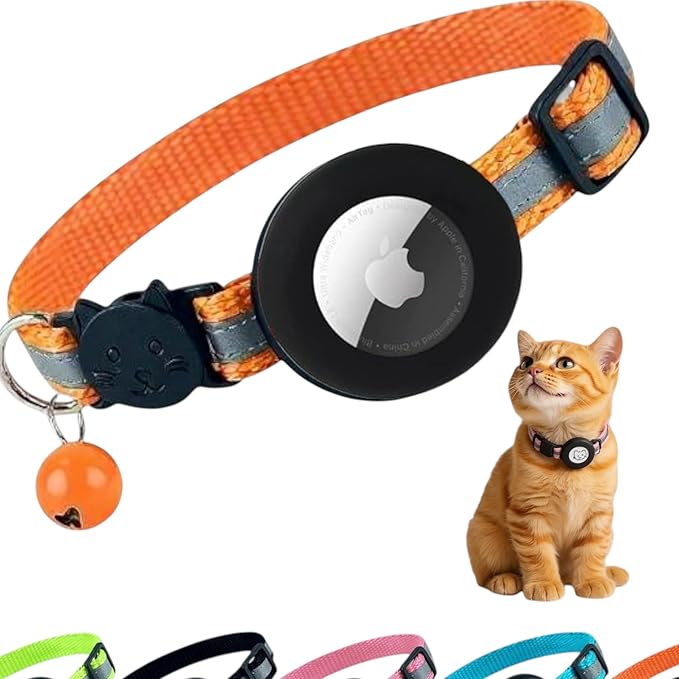AirTag Cat Collar with AirTag Holder, Breakaway Reflective Cat Tracker Collar by AmazeGoods