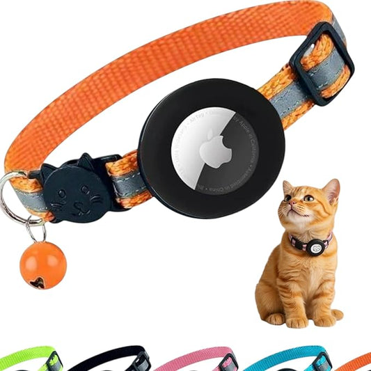 AirTag Cat Collar with AirTag Holder, Breakaway Reflective Cat Tracker Collar by AmazeGoods