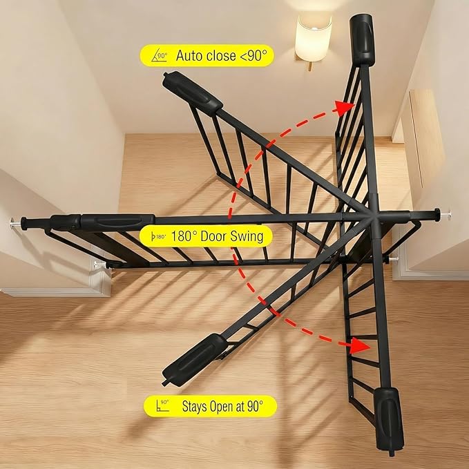 Extra Wide Baby Gate Tension Indoor Safety Gates Black Metal Large Pressure - Image 4