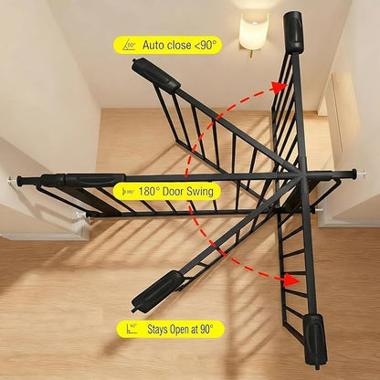 Extra Wide Baby Gate Tension Indoor Safety Gates Black Metal Large Pressure - Image 4