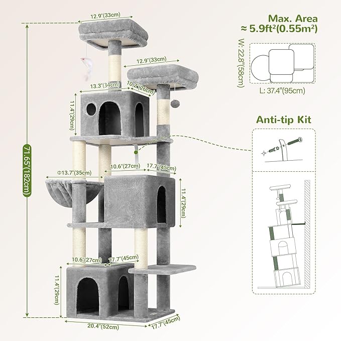 Globlazer Cat Tree Tall, 71 inches Cat Tower - Image 6
