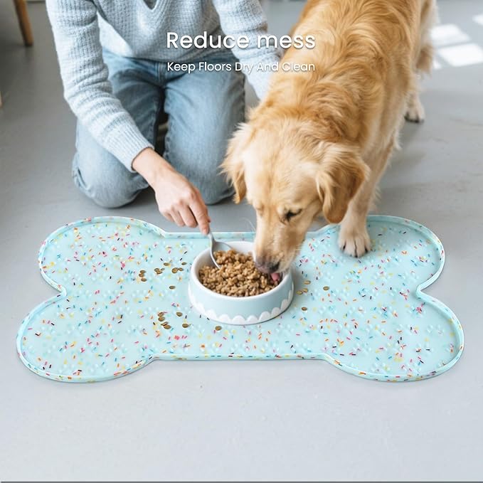 PWTAA Dog Food Mat Anti-Slip Silicone Dog Bowl Mat Thicker Pet Placemat - Image 8