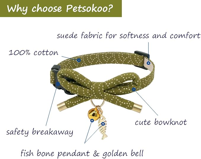 Cute Bowtie Cat Collar with Bell. Japanese Stylish Bowknot & Fish Charm. Safety - Image 2