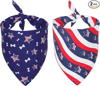 PTDECOR American US Flag Dog Bandana 4th of July Dog Bandanas Reversible by PTDECOR