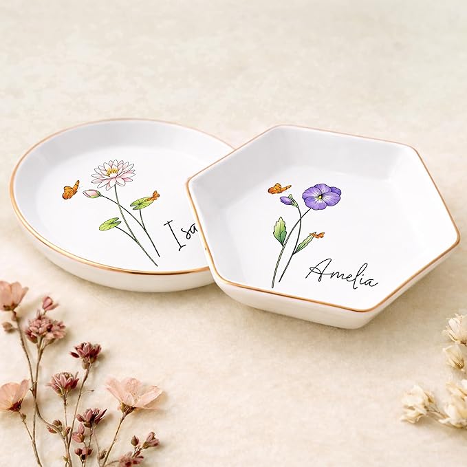 Personalized Birth Month Flower Trinket Tray - Image 5