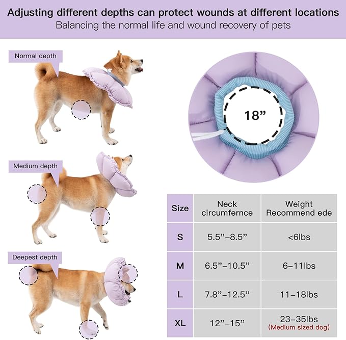 H HIDREAM Soft Dog Cones for Medium Dogs, Cute Adjustable Cone for Dogs to Stop - Image 2