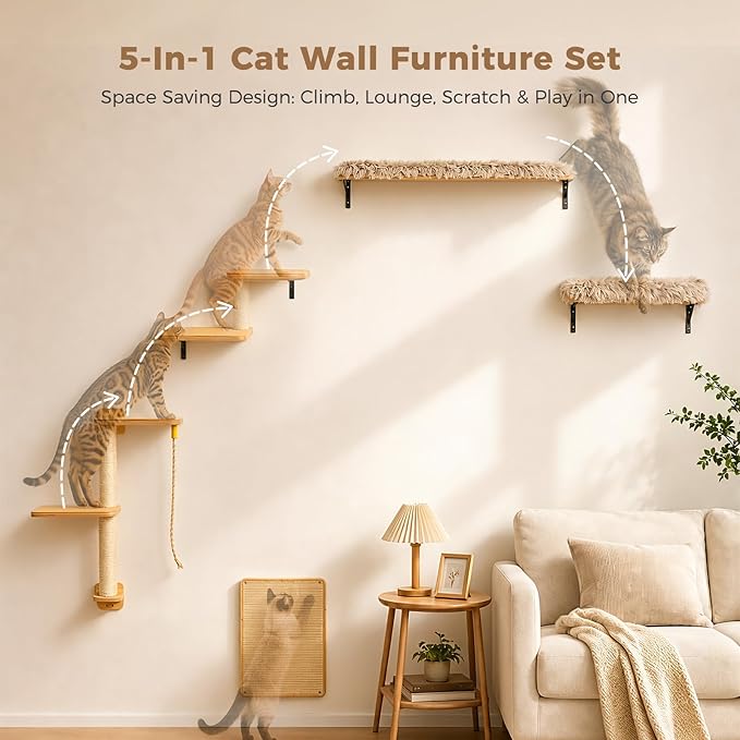 PAWZ Road Cat Wall Shelves, Wood Cat Wall Furniture - Image 2