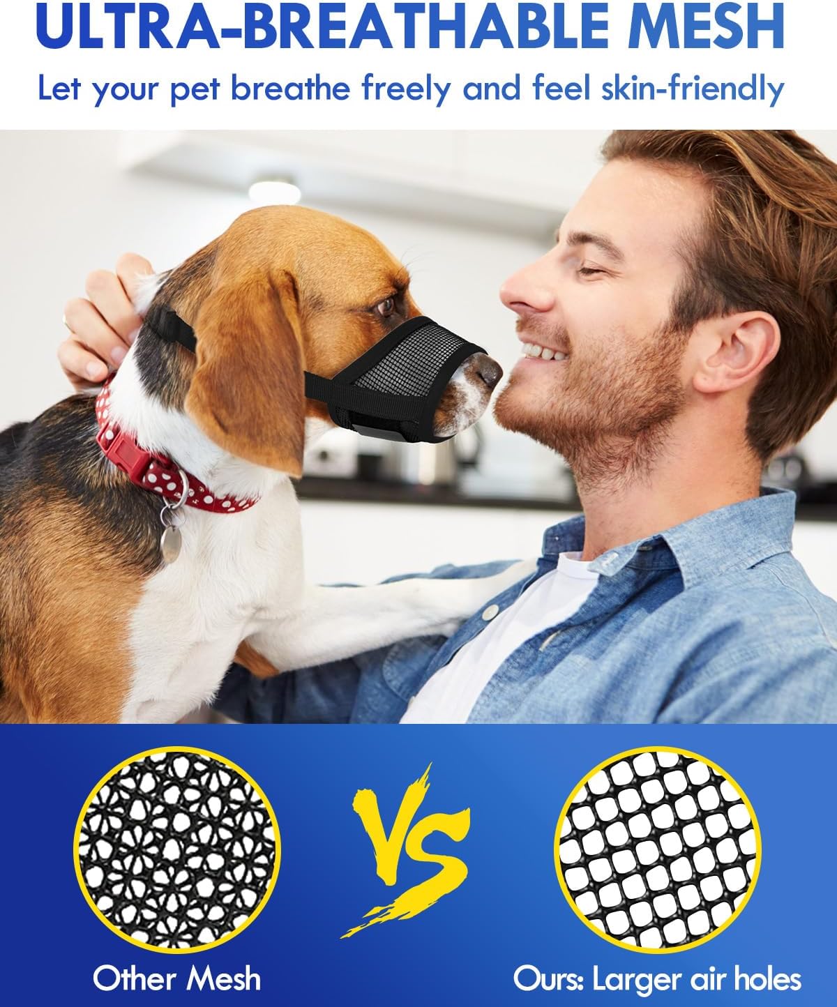 Dog Muzzle, Soft Air Mesh Muzzle for Small Medium Large Dogs Anti Biting Barking Chewing, Breathable Drinkable Adjustable Loop Pets Muzzle for German Shepherd Husky Labrador Retriever (Black,L)