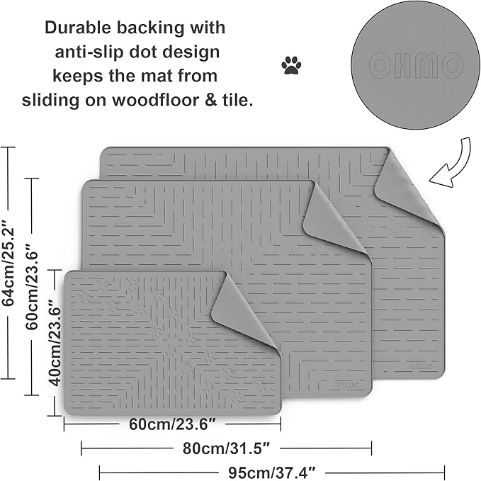 OHMO Cat Litter Mat Large Trapping Mat Premium Silicone Rubber 31.5x23.6 Grey - Image 5