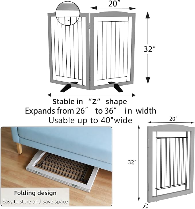 ZJSF Freestanding Dog Fence Indoor, Foldable Dog Gate - Image 7