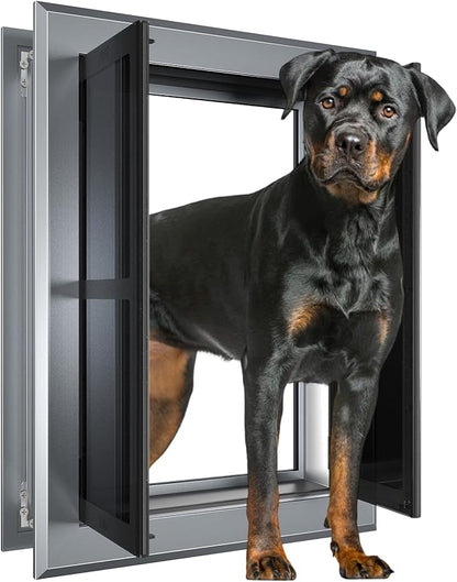 Aluminum French Large Dog Door, Strong Double Magnetic Flaps, by LEADSTOTHETOP