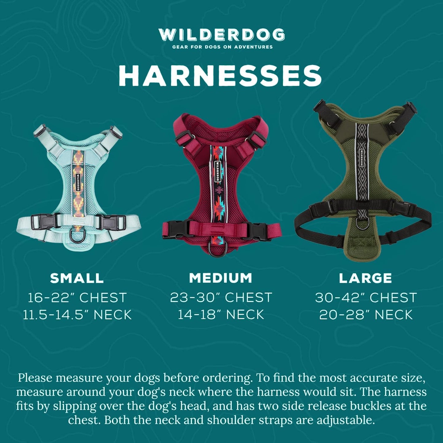 Wilderdog Lightweight Dog Harness with Reflective Straps - Large - Olive