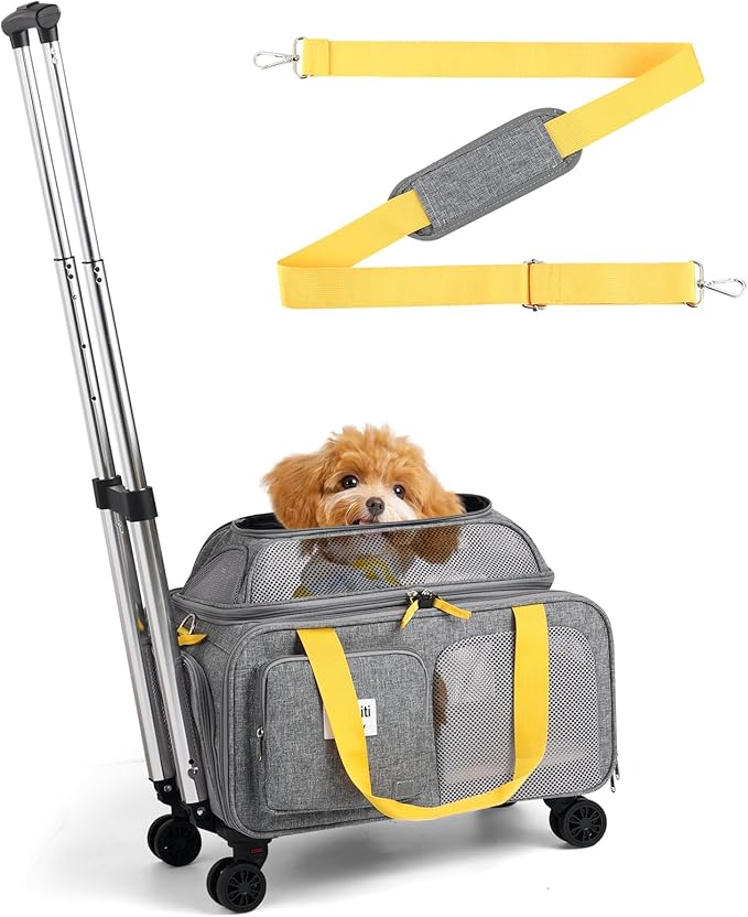 pidipiti 18x13.5x9 TSA Approved top Expandable Rolling pet Carrier by pidipiti