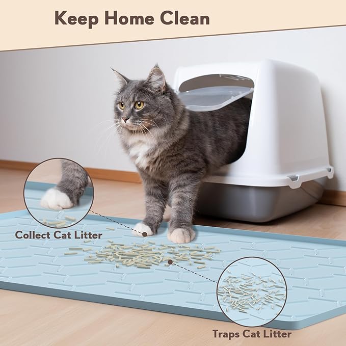 Garoopion Silicone Cat Litter Trapping Mat, Large Waterproof 34" X 22" Cat - Image 2