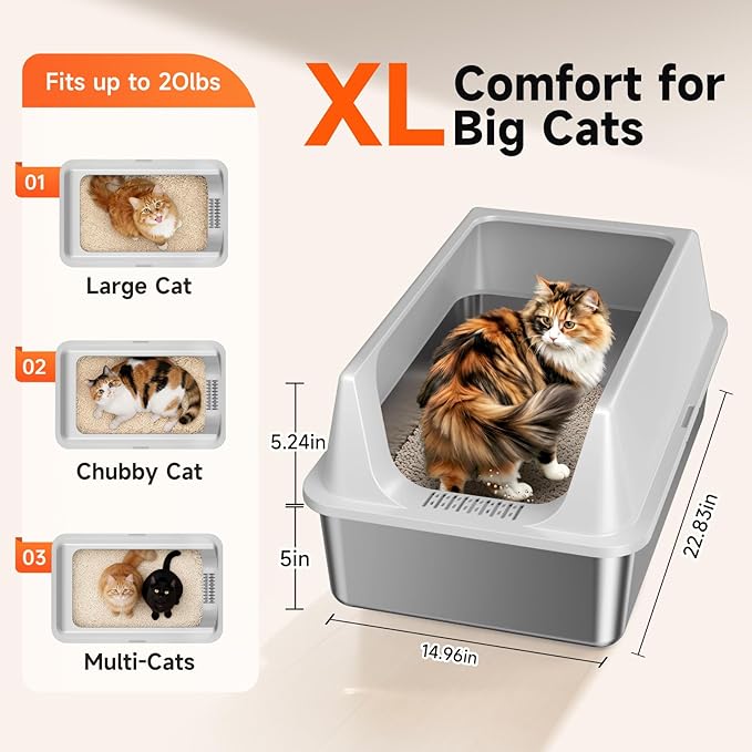 2 Pack XL Stainless Steel Litter Box - Image 3