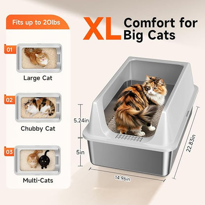 2 Pack XL Stainless Steel Litter Box - Image 3