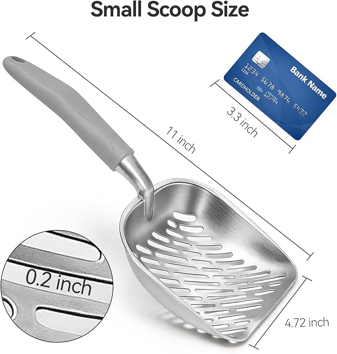 Cat Litter Scoop, Kitty Metal Scooper, Heavy Duty Aluminum Deep Sifter - Image 2