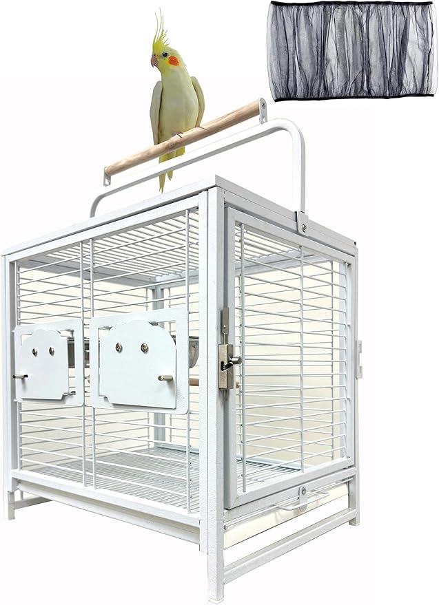 Portable Durable Heavy Duty Travel Veterinary Bird Parrot Carrier Cage Feeding by Mcage