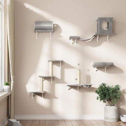 NUNU LAB 7-in-1 Cat Wall Shelves, Wall Mounted Cat Climber Set, Cat Furniture - Image 7